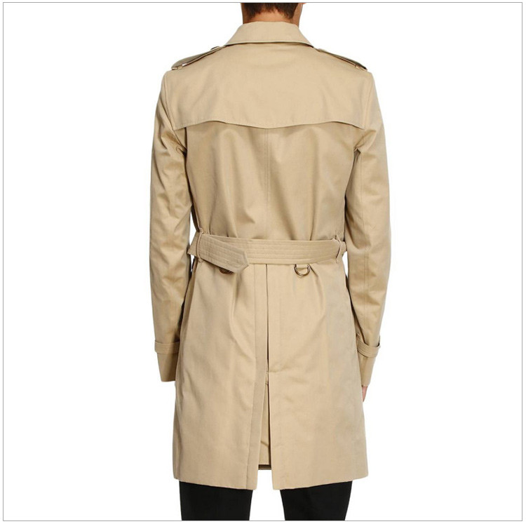 【包税】burberry 巴宝莉 男士卡其色棉质双排扣中长款风衣大衣