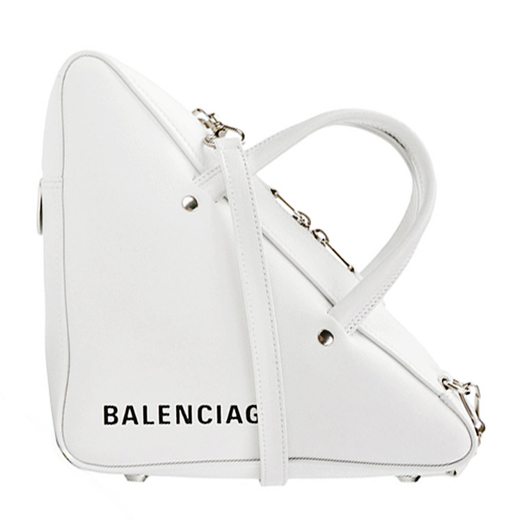 balenciaga(巴黎世家) 白色皮质女士旅行三角形两用手提包