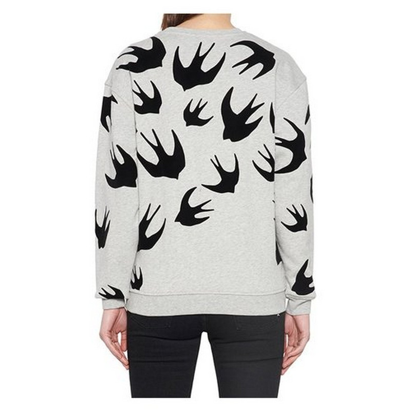 18秋冬服装 mcqueen/mcqueen 女士灰色全棉燕子圆领卫衣 337341rlt87