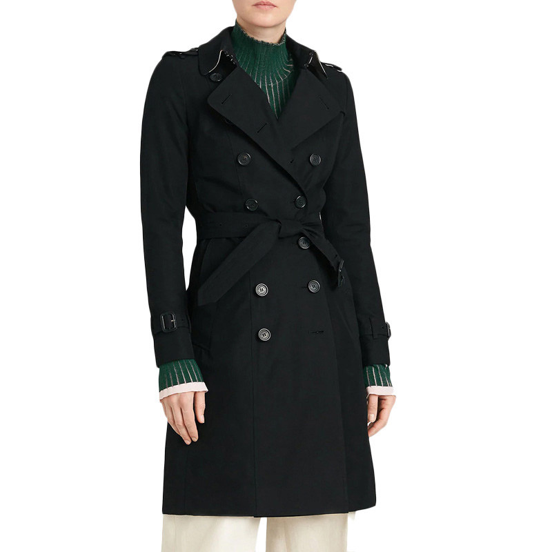 burberry官网衣服,burberry衣服 burberry/博柏利 19春夏服装 女装黑色纯棉长款风衣 4013320黑色