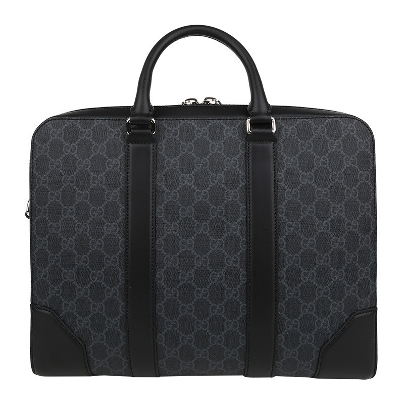GUCCI/古驰 男款GG SUPREME系列织带装饰织物/配皮单肩手提公文包男包474135 K5RLN 1095