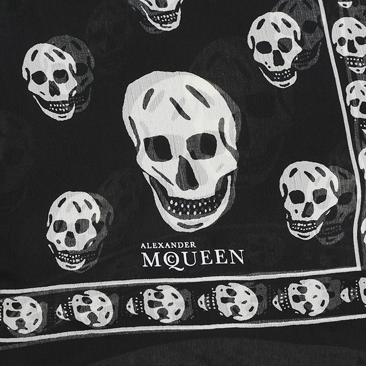 【包税】alexander mcqueen/亚历山大麦昆 女士桑蚕丝骷髅头图案个性