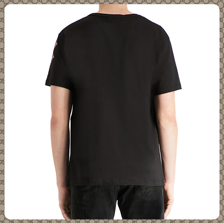 gucci/古驰 男士黑色棉质短袖t恤 493117-x3m42-1082-146#190121fpg