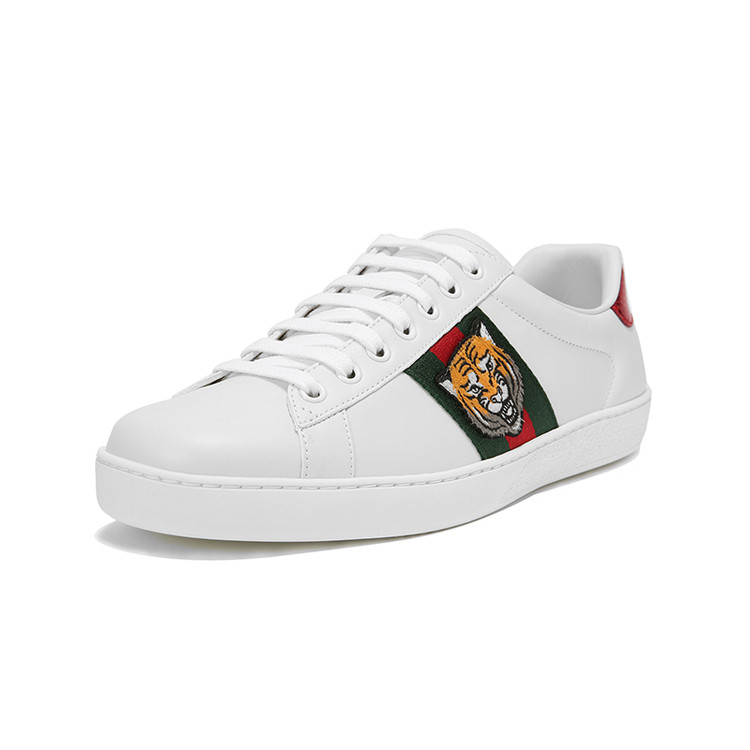 gucci/古驰男士时尚老虎头刺绣休闲运动鞋小白鞋 457132