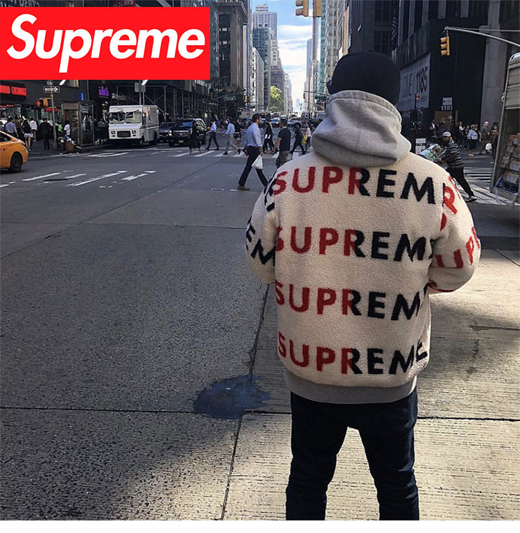 supreme 18fw reversible logo jacket 弹幕双面摇粒绒 夹克