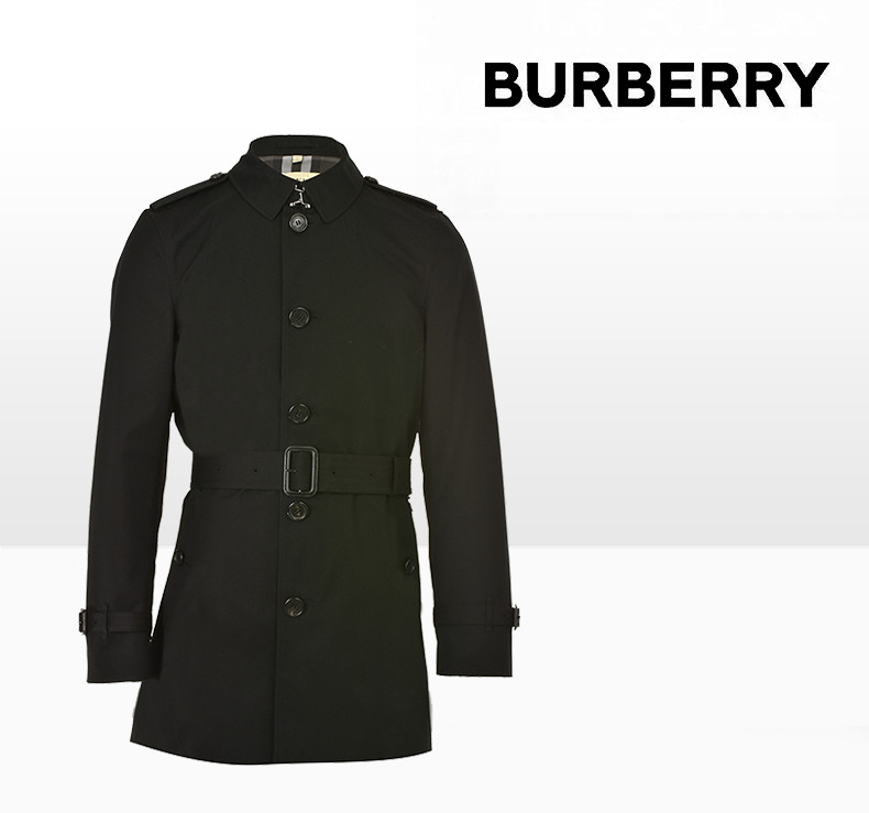 burberry/博柏利 2018秋冬新款黑色单排扣纯棉英伦风男士风衣 3942845