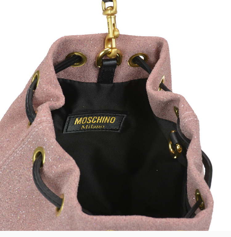 moschino/莫斯奇诺 女士经典logo标识抽带单肩包斜挎包水桶包女包 多