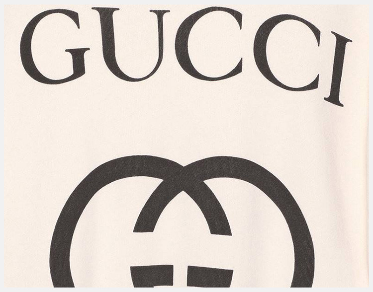 gucci/古驰 18秋冬服装 女士白色棉质logo印花时尚休闲圆领运动衫卫衣