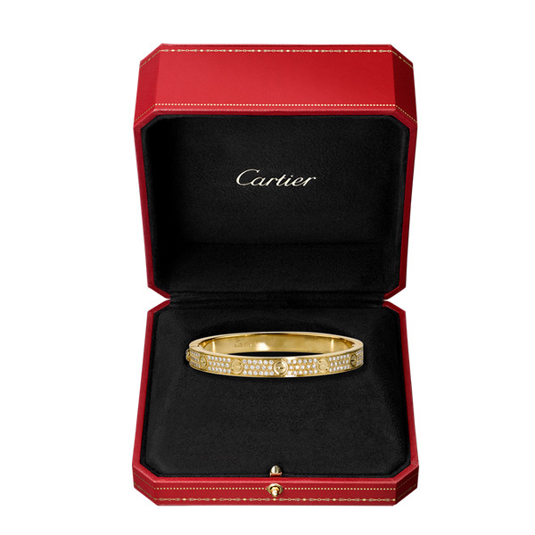 CARTIER/卡地亚  女士手镯LOVE系列镶嵌204颗钻石黄色18K金 N6035017（此商品为高定商品，下订单后不退不换）