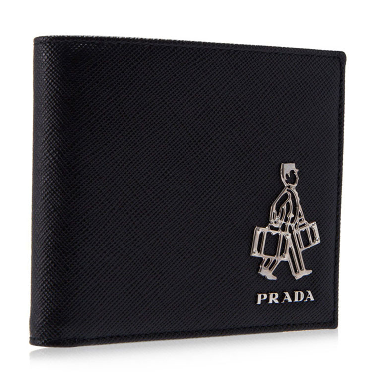 【包税】prada/普拉达男士短款折叠钱包