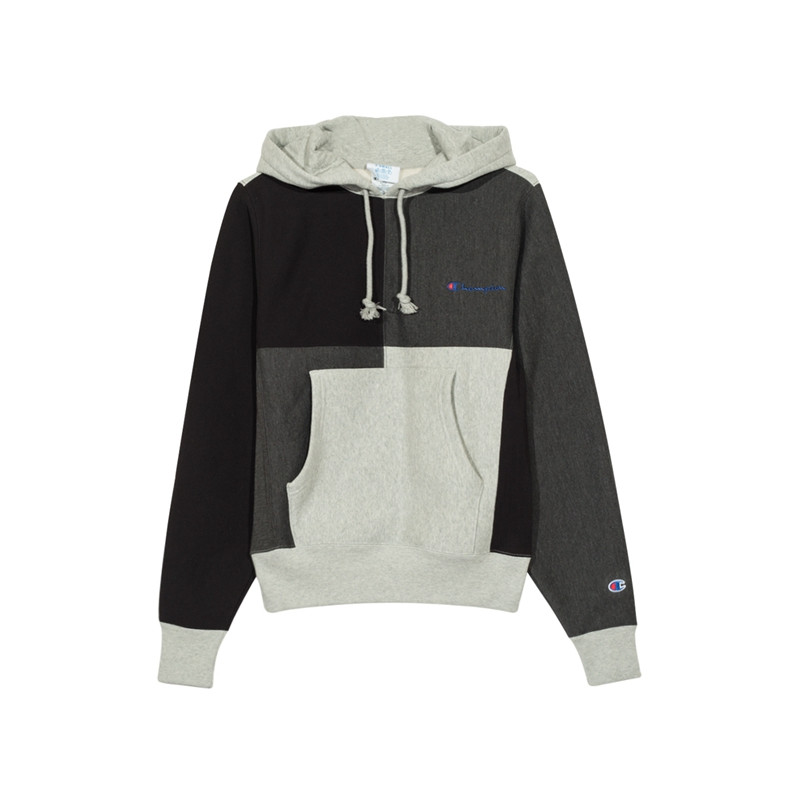 champion 左胸草写logo深浅灰拼色连帽卫衣 s3370-549724