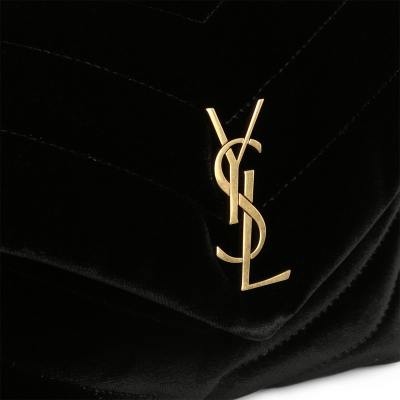yves saint laurent/圣罗兰 ysl新款logo时尚女士爆款黑色天鹅绒单肩