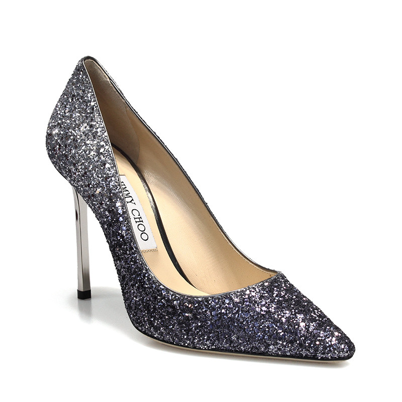 jimmy choo/周仰杰 蓝银色渐变闪粉10cm高跟鞋 romy100 cgd