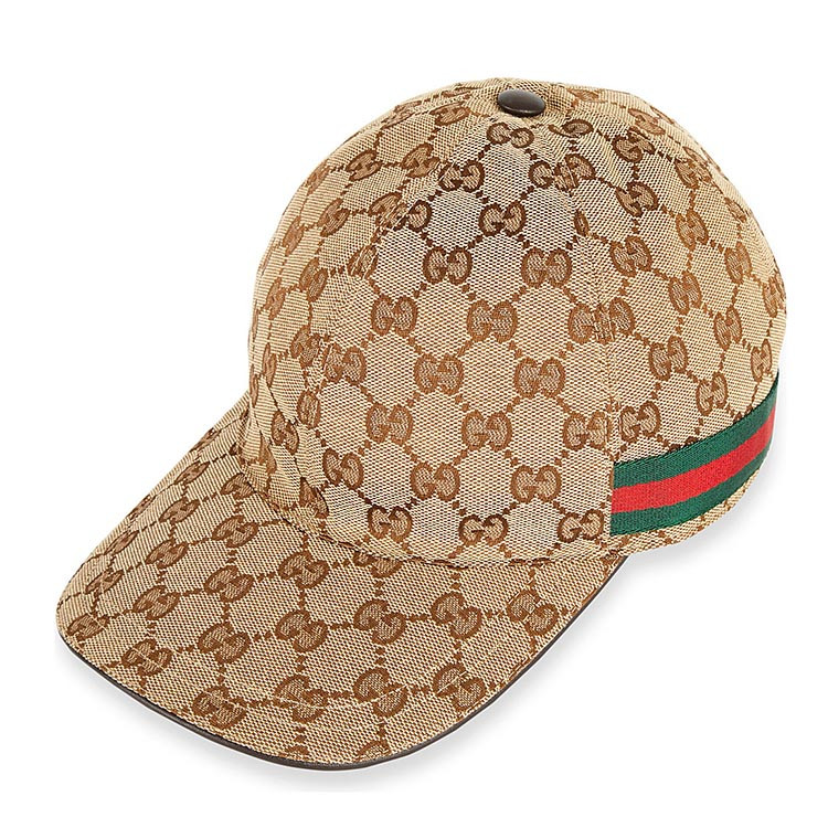 gucci/古驰gucci/古驰 帽子 gg图案棒球帽配以织带细节 棉质混纺咖色