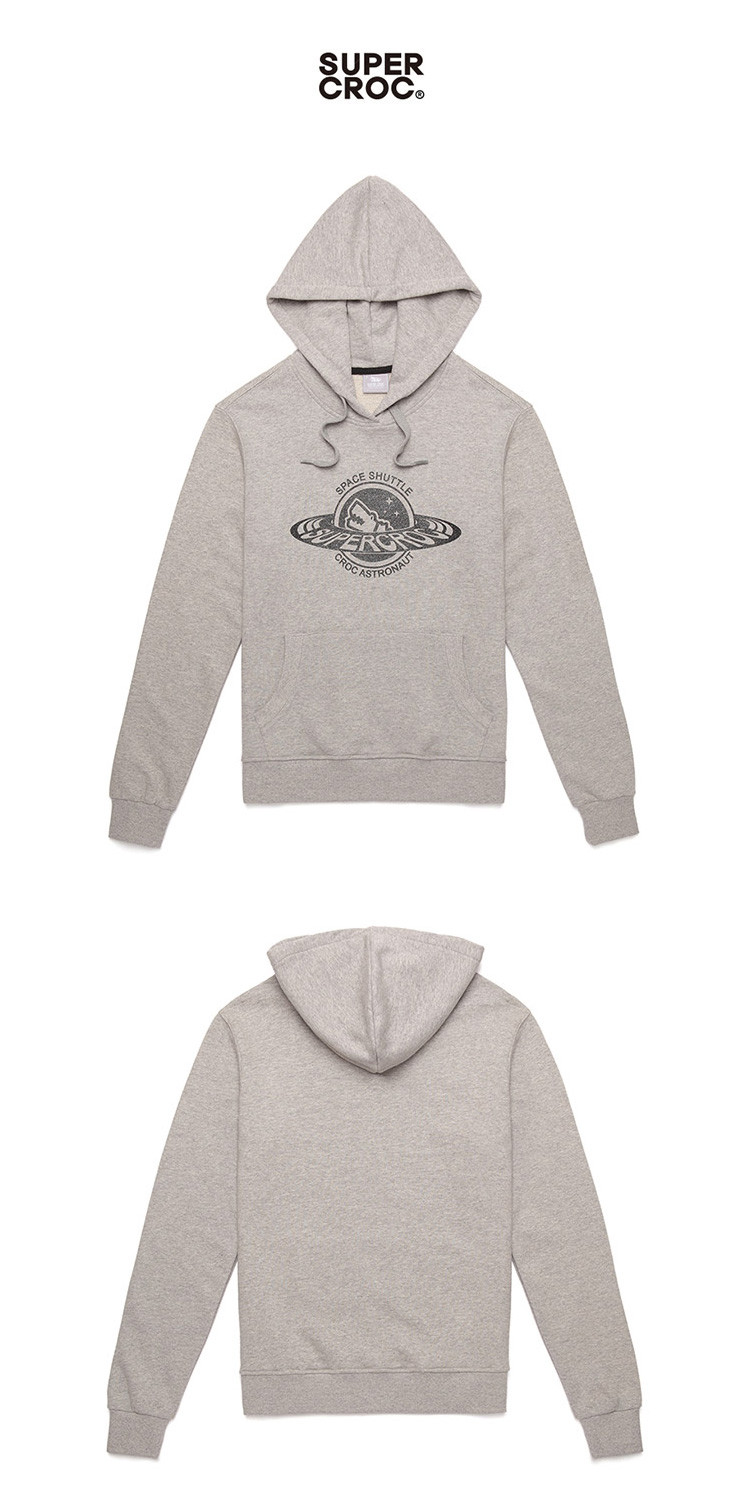 【17秋冬新品】supercroc 男女同款印花灰色连帽卫衣 sc143ho00316