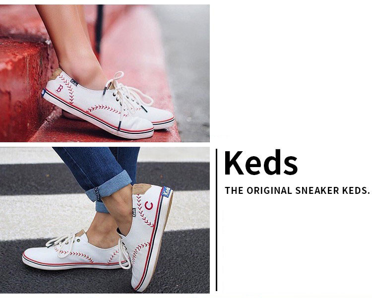 keds(keds 白色帆布休闲简约百搭棒球款女士帆布鞋 美码6.