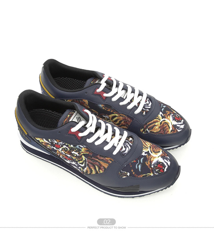 kenzo/高田贤三 男士老虎彩绘pu休闲运动鞋 549730275872黑色 m42461