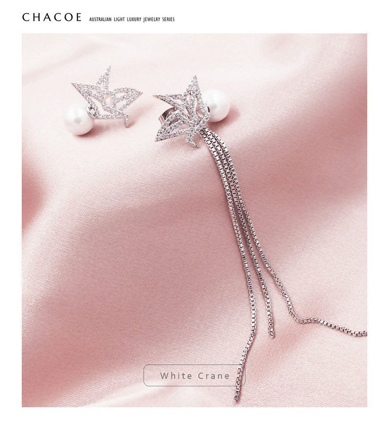 chacoe/chacoe 耳钉 澳洲chacoe-white crane祈愿鹤耳环 施华洛世奇
