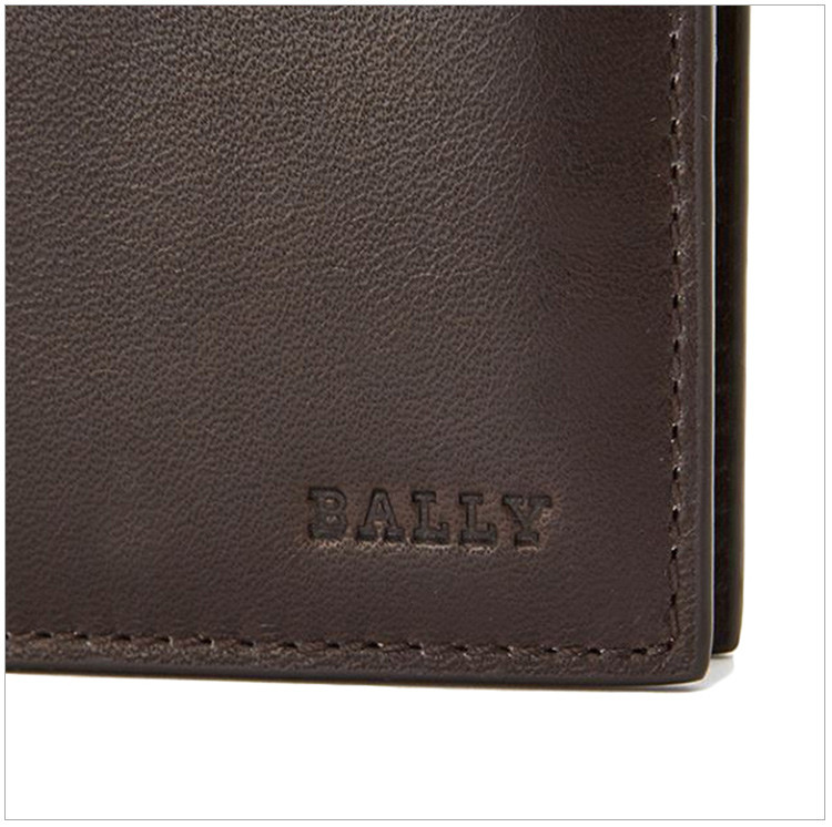 bally/巴利 男士牛皮拼色条纹时尚短款折叠多卡位钱包