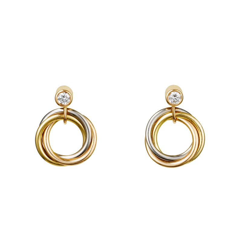 cartier/卡地亚 trinity 三色k金 钻石 女士耳环 b8043200