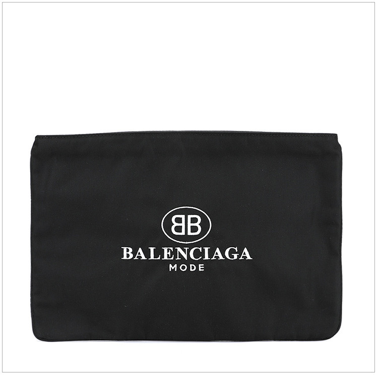 balenciaga 巴黎世家 中性黑色尼龙拉链logo标识手拿包