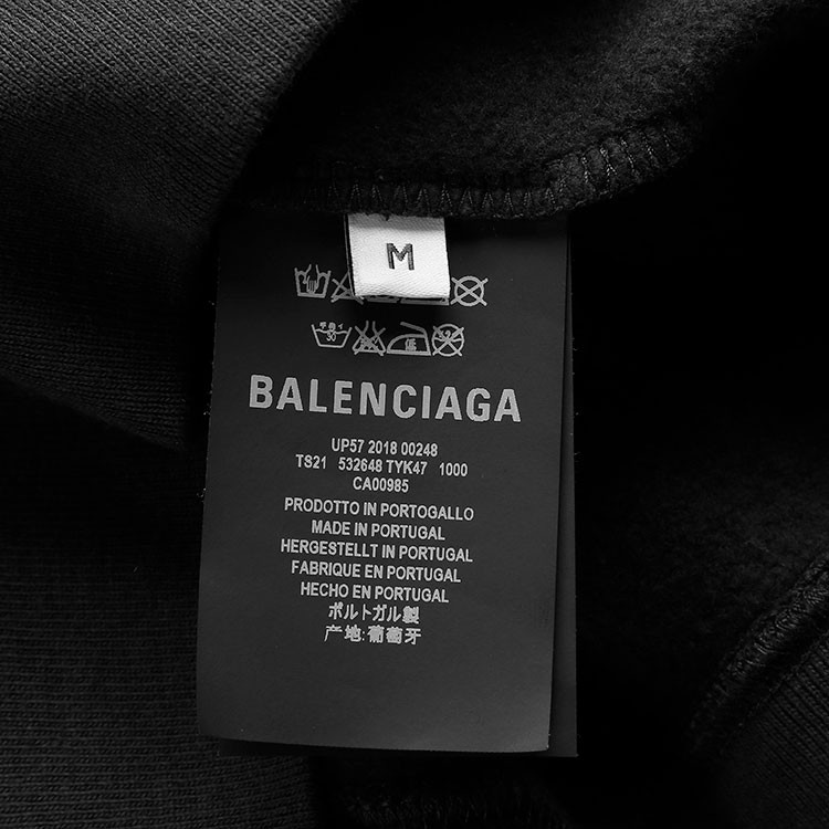 balenciaga/巴黎世家 白色文字黑色拉链黑色有帽卫衣外套 532648-tyk