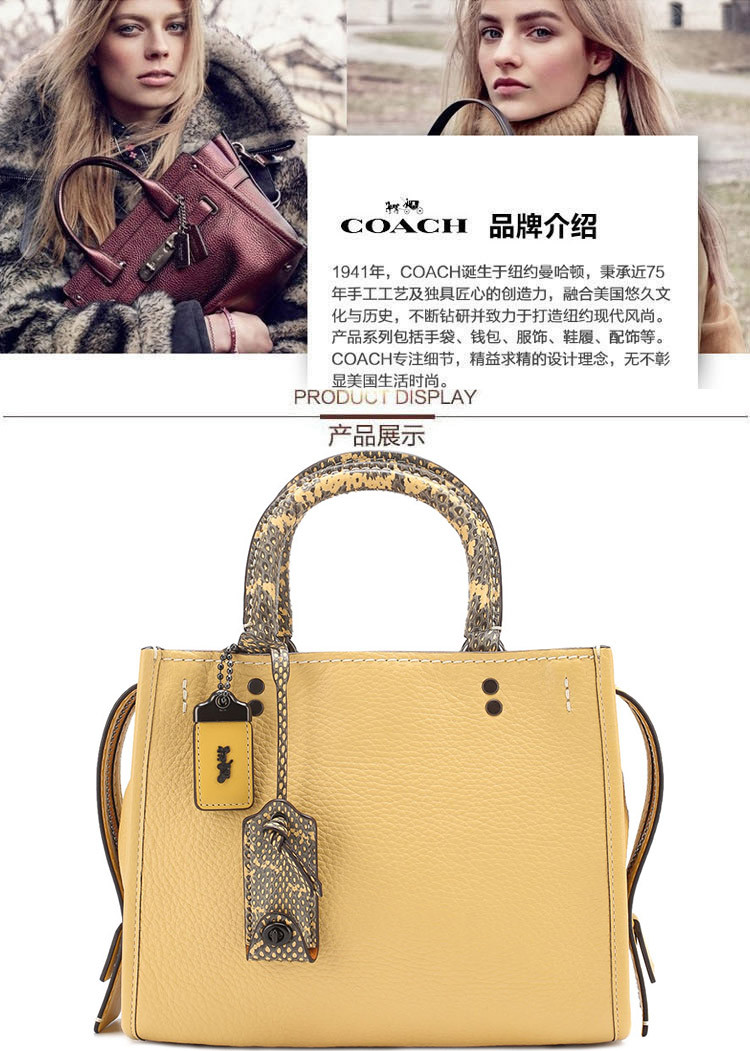 coach/蔻驰 【2017年精品店新款】1941系列女士铬鞣粒面皮革拼色蛇皮