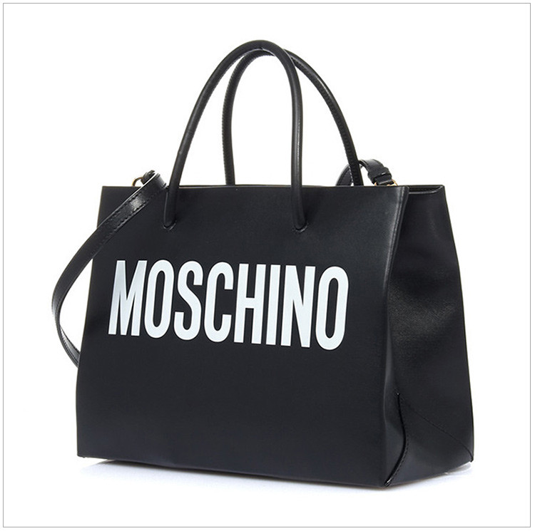 moschino/莫斯奇诺 【19春夏新款】女士黑色牛皮经典logo标识单肩包