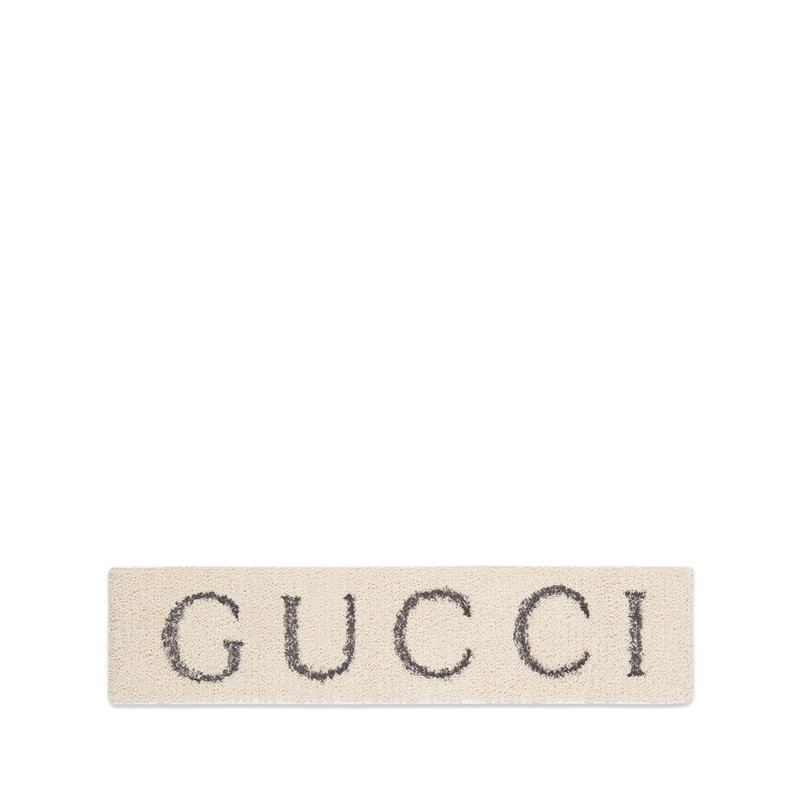 【包邮包税】gucci/古驰 女士白色弹性面料gucci标志图案发带 491820