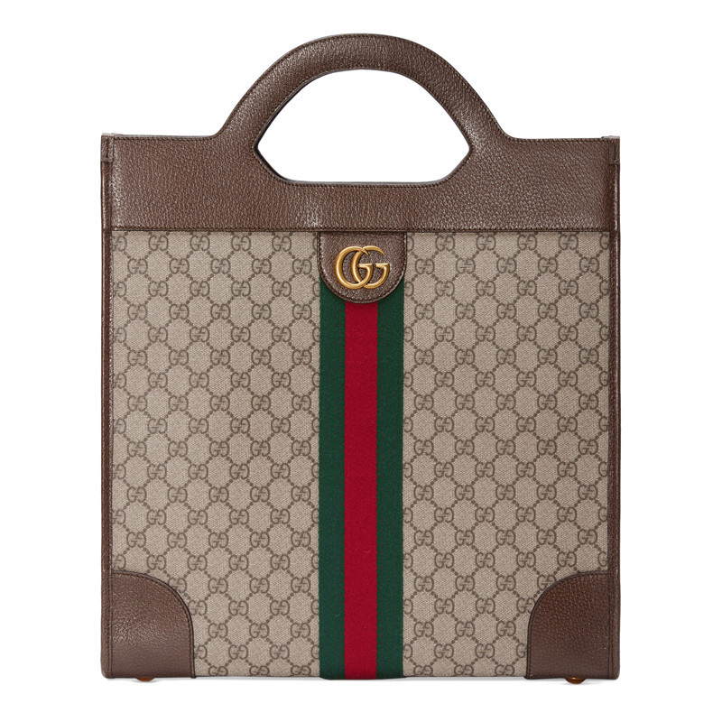 gucci/古驰 18秋冬新款ophidia男女同款中号帆布拼皮手提购物袋