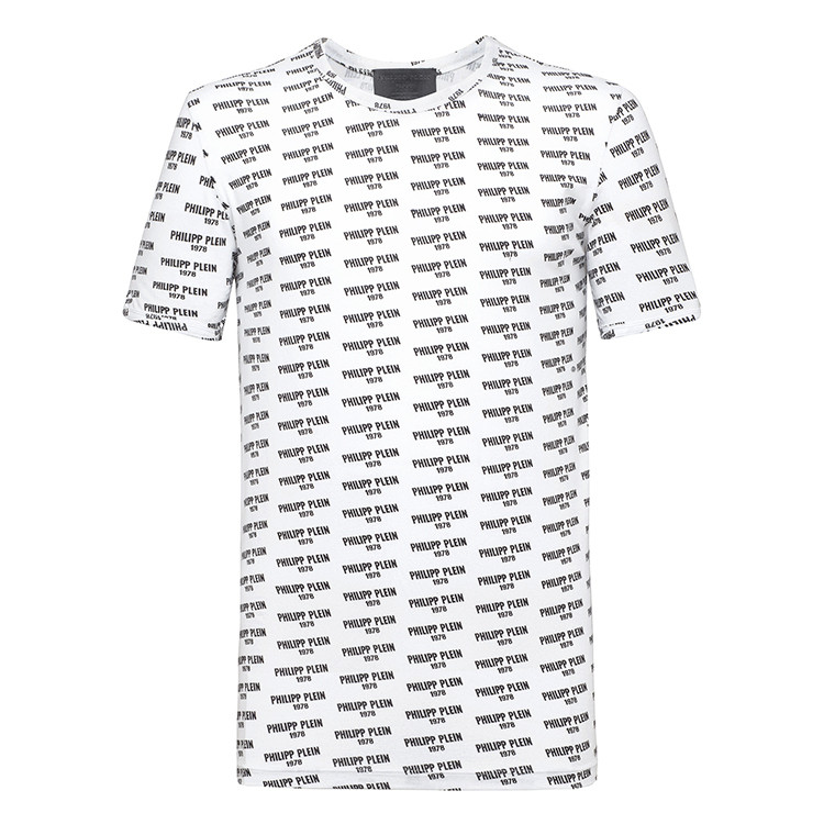 philipp plein/菲利普·普兰 1978logo 印花底纹 男士短袖t恤 f18c