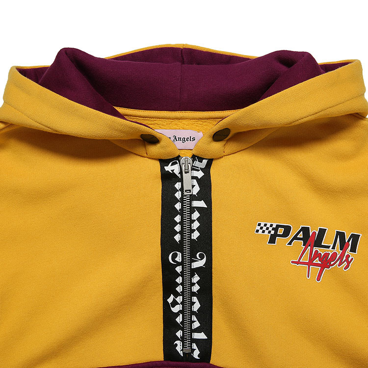 palmangels领子,palmangels裤子 palmangels/palmangels拼色连帽长袖印花卫衣98d2pagtp007