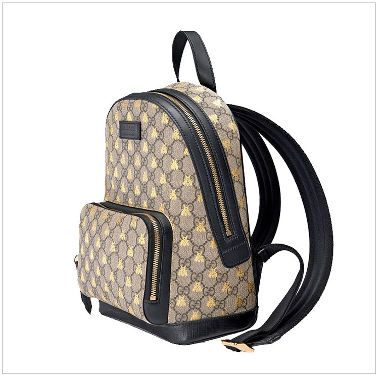 gucci 古驰 女士棕色gg蜜蜂印花时尚双肩包