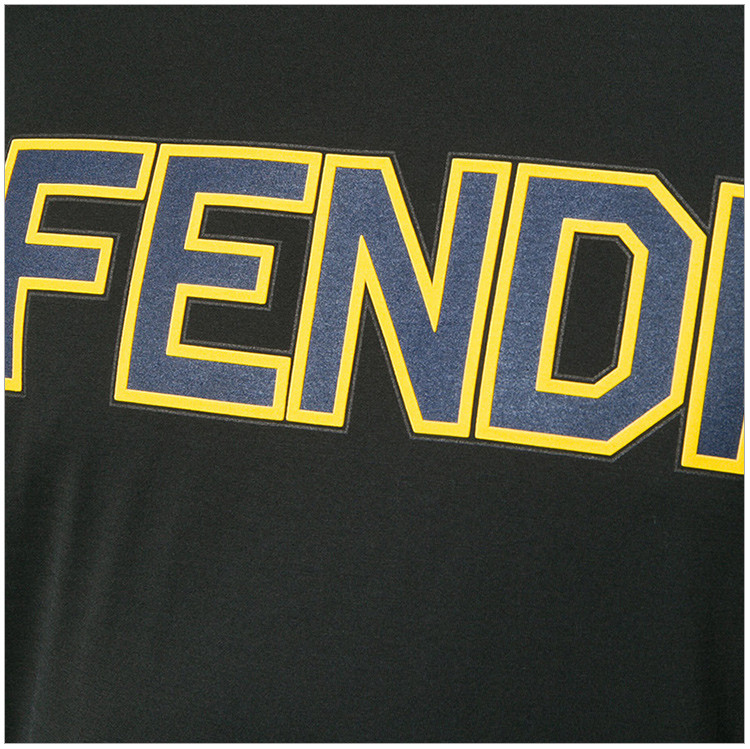 fendi/芬迪 20春夏 男装 服饰 黑色纯棉logo印花时尚休闲圆领男士短袖