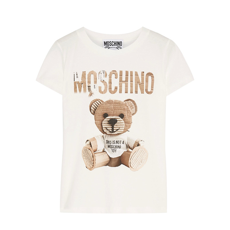 moschino/ 莫斯奇诺 17新款纯棉小熊图案白色t恤 07035440v1001