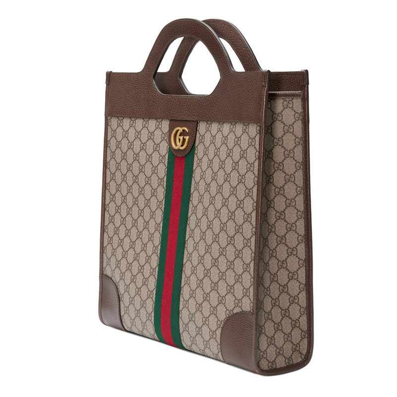 gucci/古驰 18秋冬新款ophidia男女同款中号帆布拼皮手提购物袋