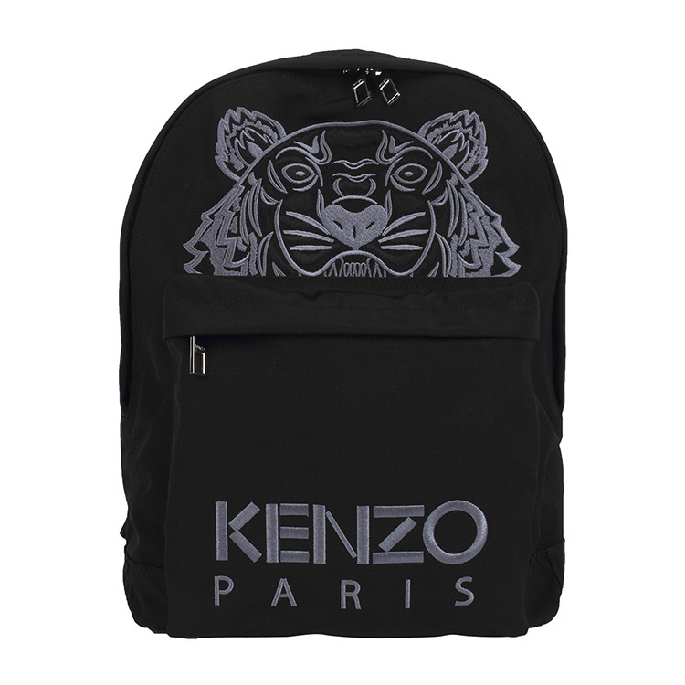 kenzo/高田贤三 中性款黑色尼龙织物背包虎头图案双肩包 f855sf300f20