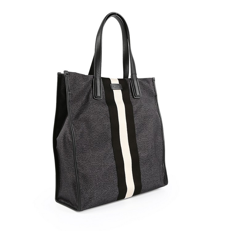 【包税】bally/巴利 男士黑色迷幻火车条纹织物托特包 ba6215641 黑色