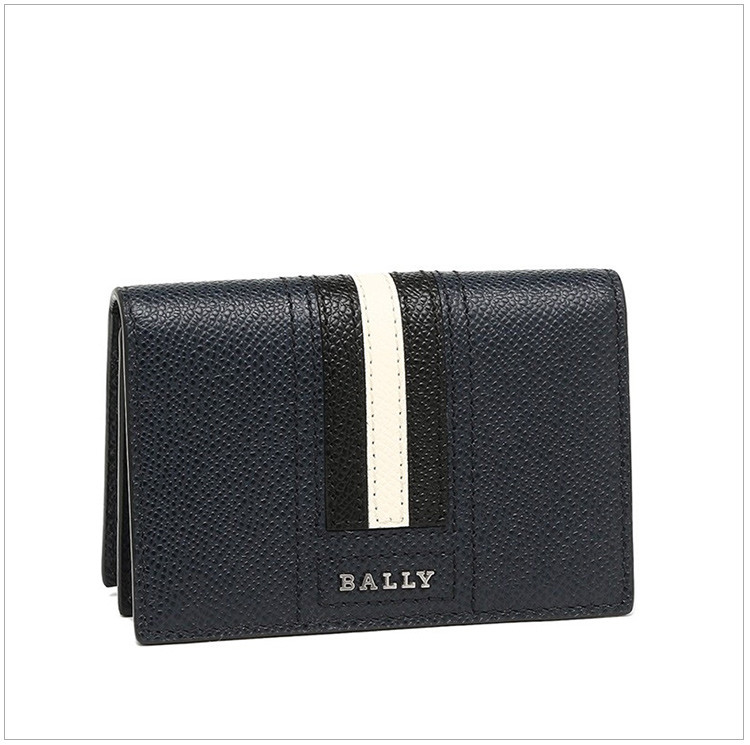 bally 巴利 男士深色荔枝纹牛皮卡包短款钱包