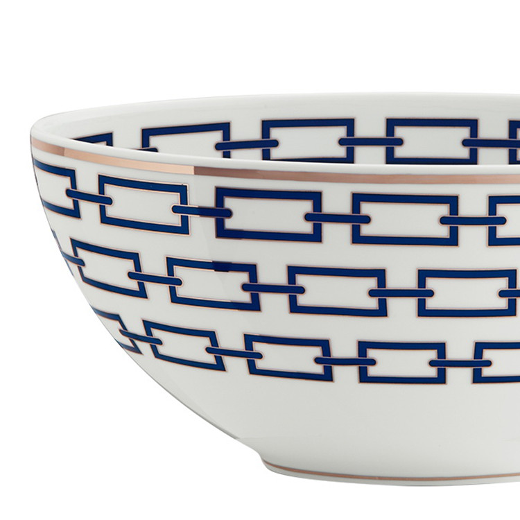 richard ginori 陶瓷餐碗 金边 长方形花纹 蓝白拼色直径:12cm catene