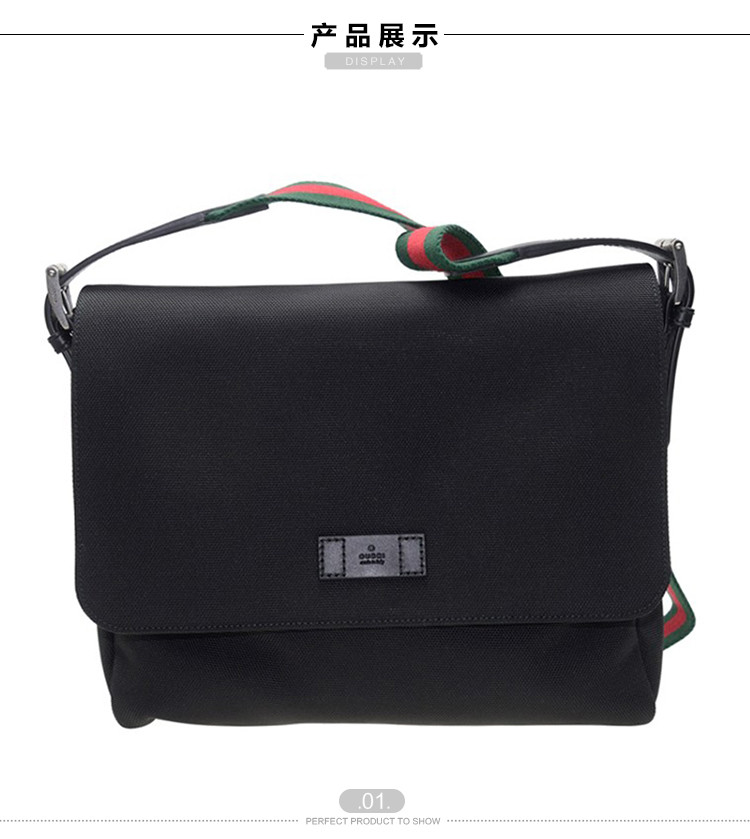 gucci/古驰 男士黑色尼龙单肩包斜挎包 337074 kwt5n 1060-034图片