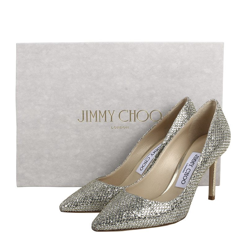 jimmy choo/周仰杰 女士香槟色时尚亮片尖头细跟超高跟单鞋高跟鞋