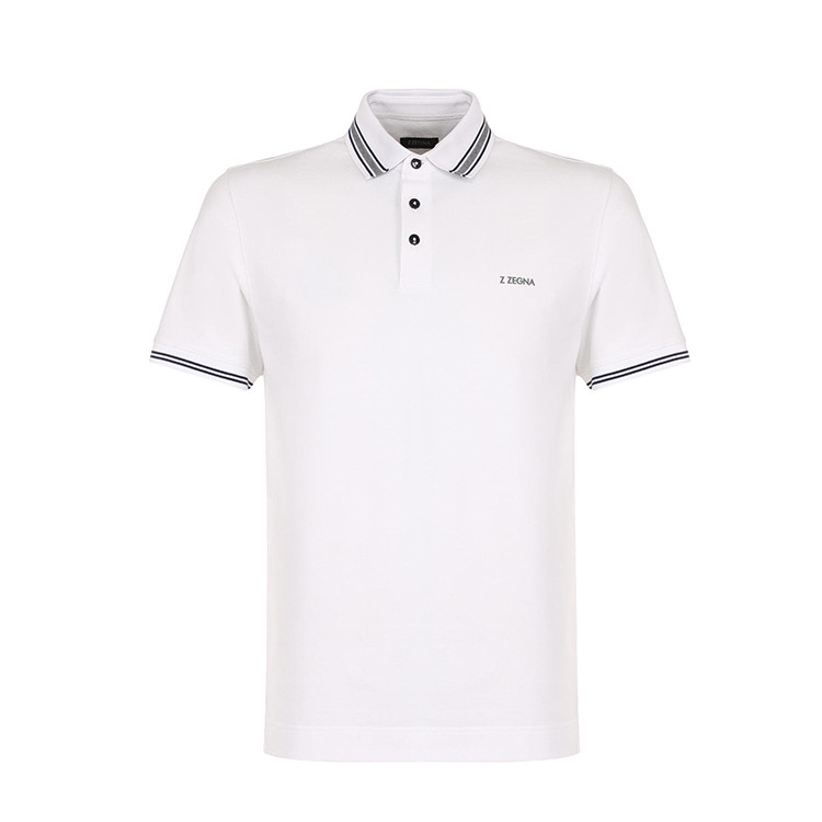 ermenegildo zegna/杰尼亚 纯棉针织条纹翻领男士短袖polo t恤