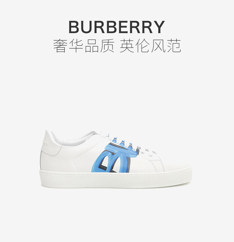 burberry/巴宝莉 18秋冬 女士白色涂鸦印花小牛皮板鞋 4076135