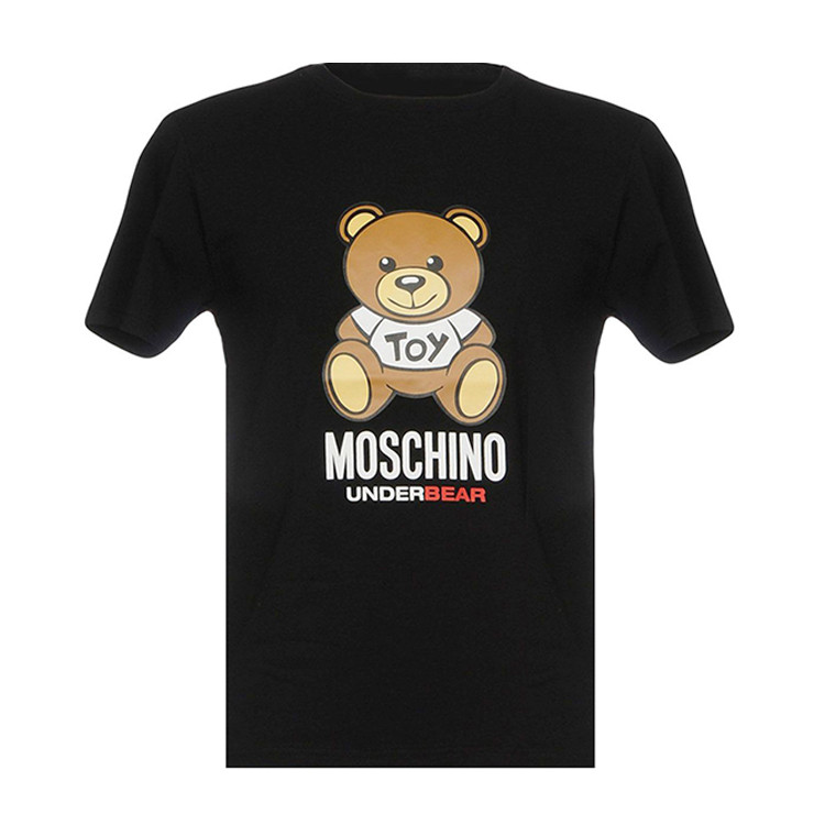 moschino/莫斯奇诺 男士黑色棉质泰迪熊图案短袖圆领t恤衫 a1915 8108