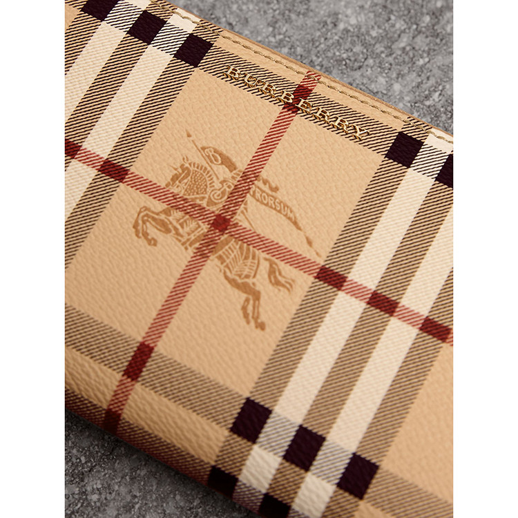 burberry/博柏利 2018新品haymarket 格纹拼皮革全拉链钱夹 钱包