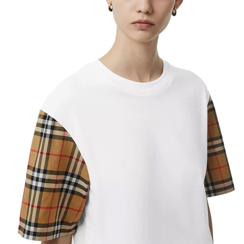 burberry/博柏利 2019年新款女士vintage格纹衣袖宽松棉质t恤衫