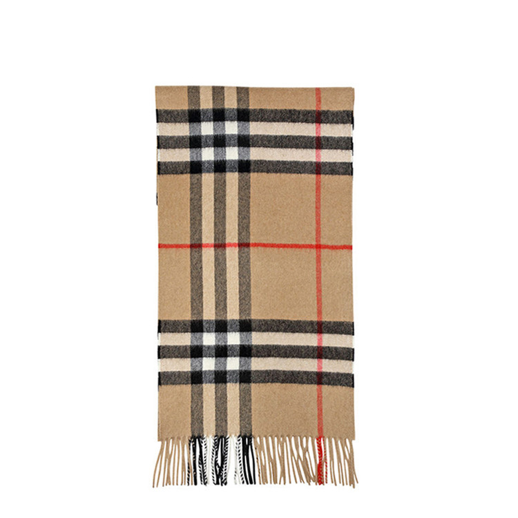 Burberry格子,burberry图案 博柏利 burberry 经典格子羊绒长款围巾 3929522 浅咖啡色