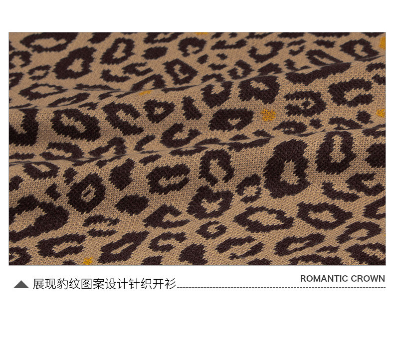 romanticcrown/romanticcrown 2019新款款豹纹针织外套毛衣女宽松男