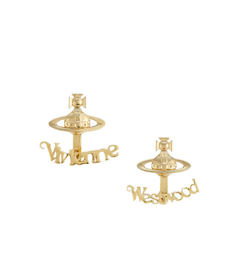 vivienne westwood/维维安韦斯特伍德 金色土星logo两戴耳钉 be1029/1